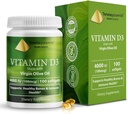 Health Pyramid Vitamin D3 4000 IE Cholecalciferol i olivolja lätt att svälja bästa vitamin d Supplement för ben och immunsupport Vitamin D3 Softgel