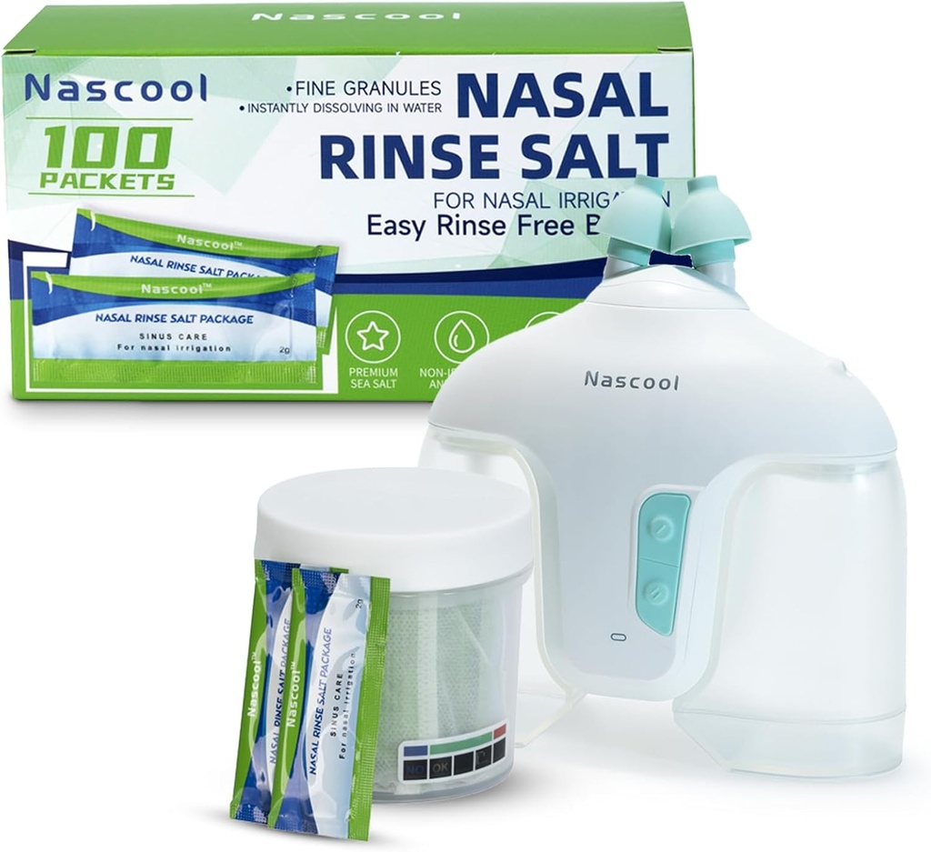 Nasal bevattningssystem med 150 saltpaket - för lång tid användning