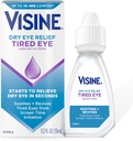 Visine Dry Eye Relief Tired Eye Lubricant Eye Drops, Moisturizing & Soothing Sterile Drops för irriterade, torra och trötta ögon på grund av skärmtid irritation, polyeten Glycol, 0,5 fl oz