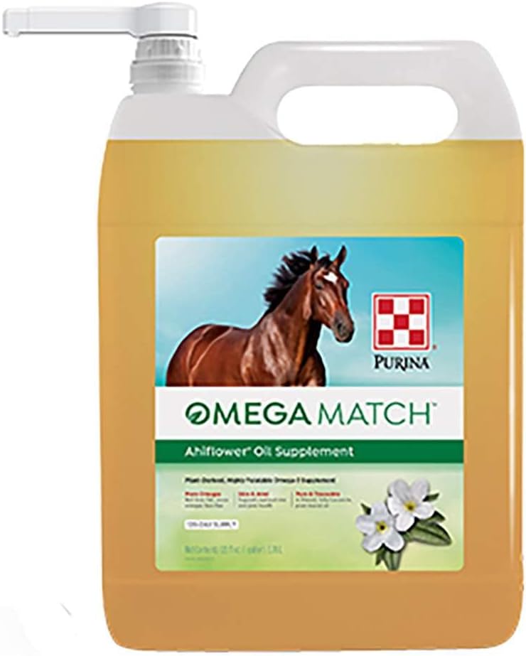 Purina | Omega Match Ahiflower Oil Horse Supplement | 1 Gallon (1 GAL) flaska