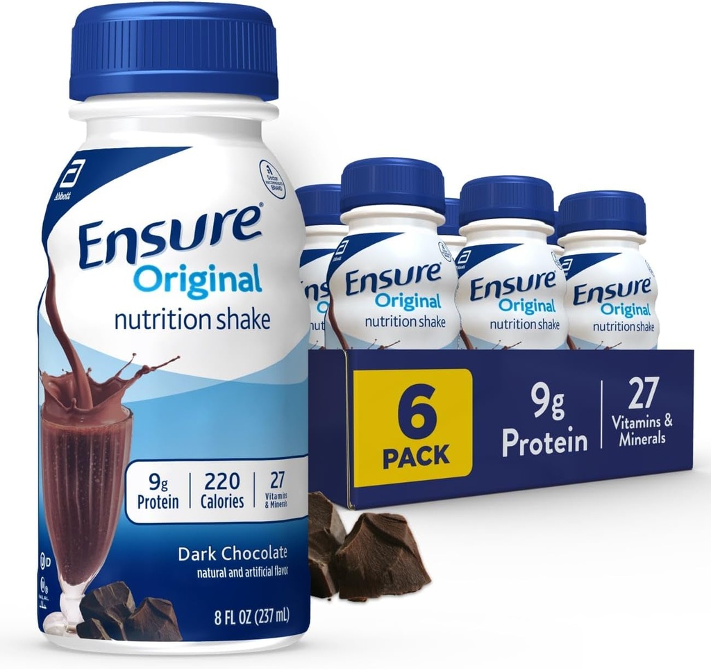 Säkerställ Original Dark Chocolate Nutrition Shake | Meal Replacement Shake | 6 Count (Pack of 1)