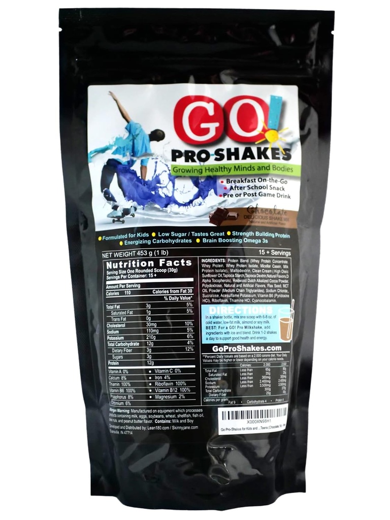 GO Pro Shakes - Protein Powder Smoothie för barn och tonåringar - Hälsosam Snack - No Added Sugar - Stöder tillväxt och styrka - Rich Chocolate smak