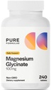 PureFormulas Magnesium Glycinate 100 mg Dagligt stöd för stress, nerver, sömn, muskler, metabolism Pure Magnesium Glycinate Supplement för kvinnor och män Magnesio Non-GMO 240 tabletter