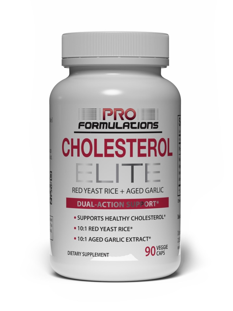Pro Formuleringar MD Cholesterol Elite - Dual Action Cholesterol Support - 90 Veggie caps - drivs av Red Yeast Rice & Aged Garlic Extract - Förbättrad med Inositol & Artichoke Extract