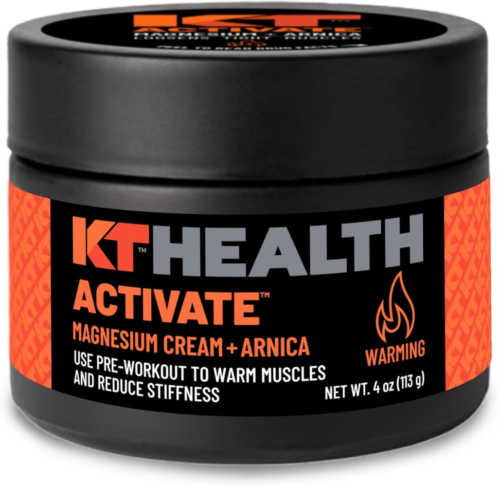 KT Health, Magnesium Cream, Aktivera - Varmar & Loosens Tight Muscles - Använd Pre-Workout för att minska styvhet
