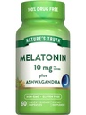 Naturens Sanning Melatonin 10mg med Ashwagandha | 60 kapslar | Non-GMO & Gluten fri tillägg för vuxna