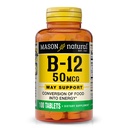 MASON NATURAL Vitamin B12 50 mcg med Calcium, 100-dagars Supply, Kosttillskott för att stödja naturliga energinivåer, 100 tabletter (Pack of 1)