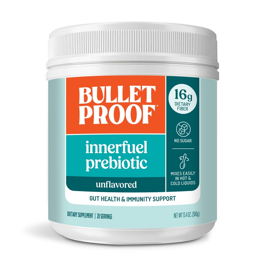 Bulletproof Innerfuel Prebiotic Fiber Powder, Unflavored, 16g Fiber, Plant-Sourced, Non-GMO & Third-Party Tested, Supports Gut & Digestive Health, 0g Sugar, 13.4 oz
