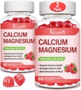 Kalcium Magnesium Zink Gummies med vitamin D3 & K2, High Absorption Magnesium Glycinate Kalium för immun och lugnt humör, Raspberry Flavor 120 Gummies