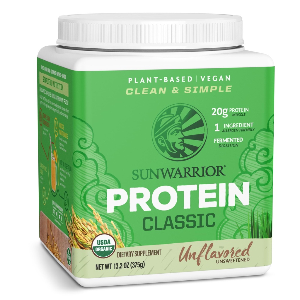 Brown Rice Protein Pulver med Bcaa & Aminosyror Raw Rice Protein Shake Gluten Free Low Carb Dairy Free | Plant Based Classic Sprouted Brown Rice Protein Powder Natural 375g av Sunwarrior