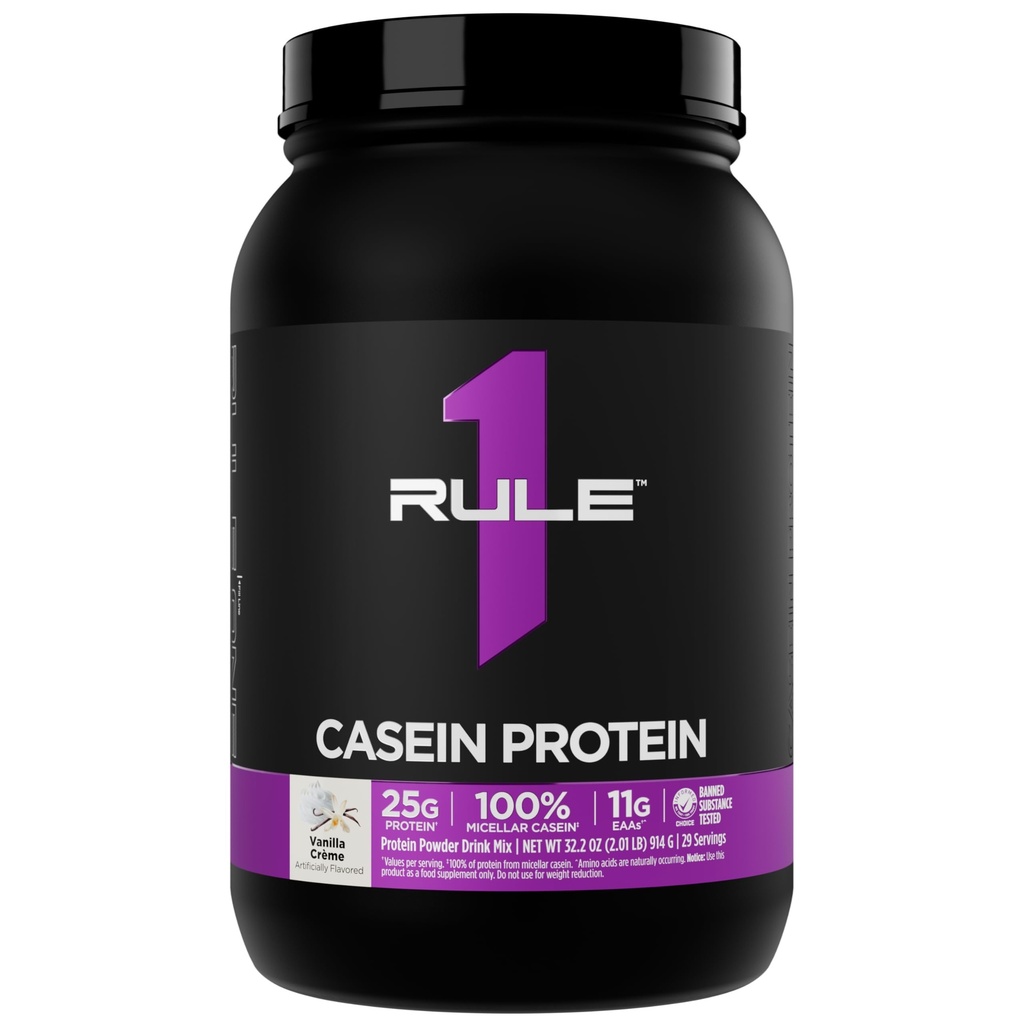 Regel 1 Casein Protein - 25g Protein och 11g EAA Per Serving från långsam frisättning Micellar Casein för övernattning och hållbar leverans mellan måltider (2 pund *, Vanilla Crème)