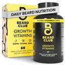 Beard Club - Biotin Beard Growth Vitamins - Stöd en tjockare Fuller Beard, Fyll i Patches - Mineraler & Multi-Vitaminer Hjälp Stöd och Stimulera Hälsa Hårtillväxt