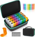Månatlig Pill Organizer 3X per dag med 7-dagars Travel Medicine Organizing Bag, Medicine Pill Box med 32 dagliga kompartement, 31 Day Pill Holder 30 Day Pill Case för vitamin, tillägg och medicinering