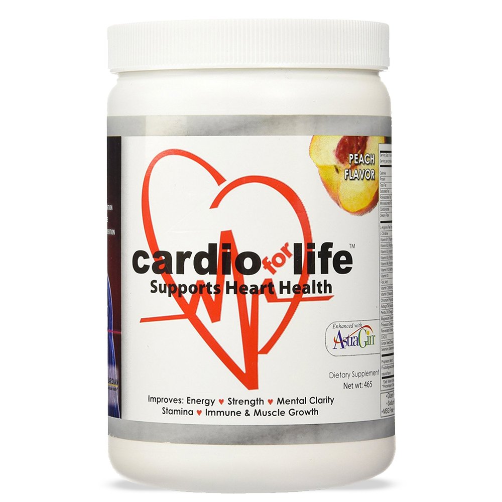 Cardio för Life L-Arginine Powder 16oz - Natural Nitric Oxide Supplement Cardiovascular Increase Energy - Peach