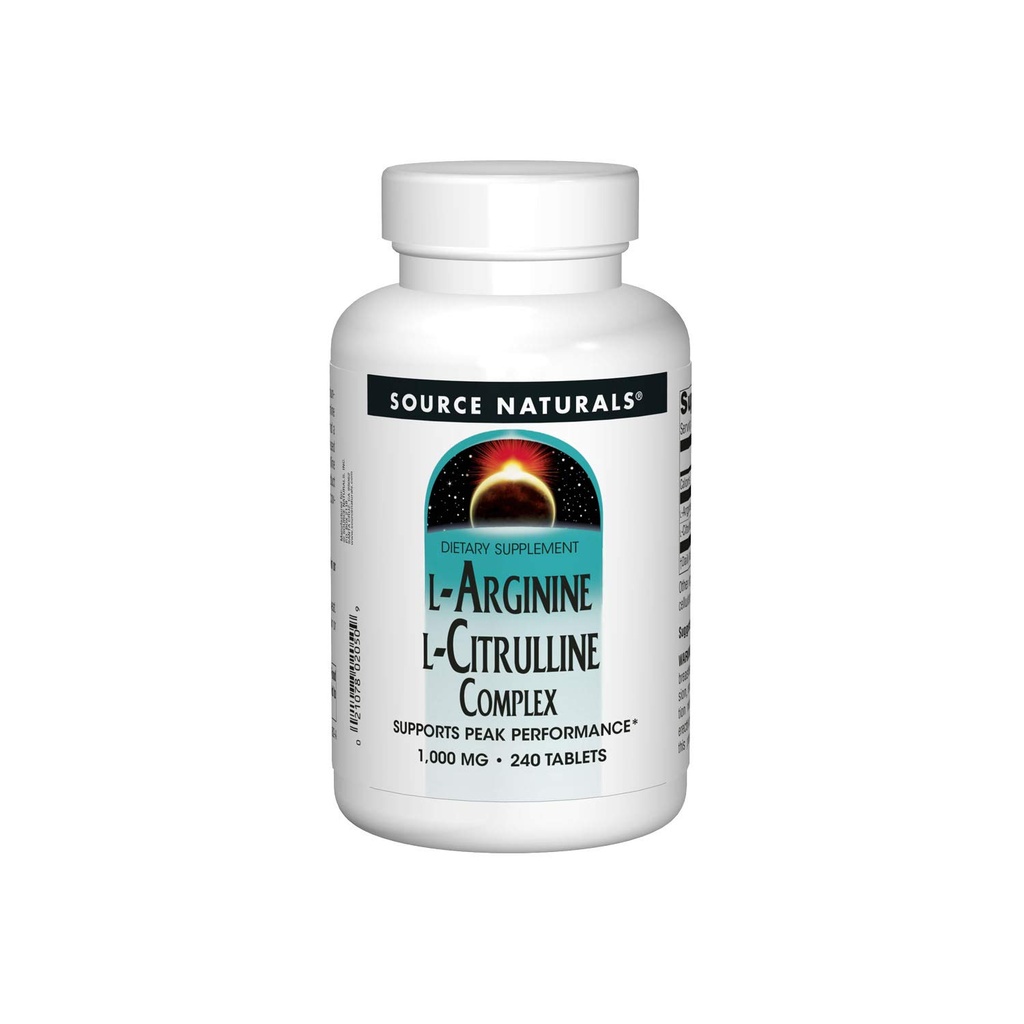 Källa Naturals L-Arginin L-Citrulline Complex, Essential Amino Acid Supplement, stöder Peak Performance * 1000 mg - 240 tabletter