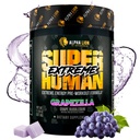 ALPHA LION Superhuman Extreme High Stim Pre Workout Powder, Beta Alanine, L-Taurine & 356mg Tri-Source Caffeine för hållbar energi, Nitric Oxide & Citrulline för pump (21 portioner, druvsmak)