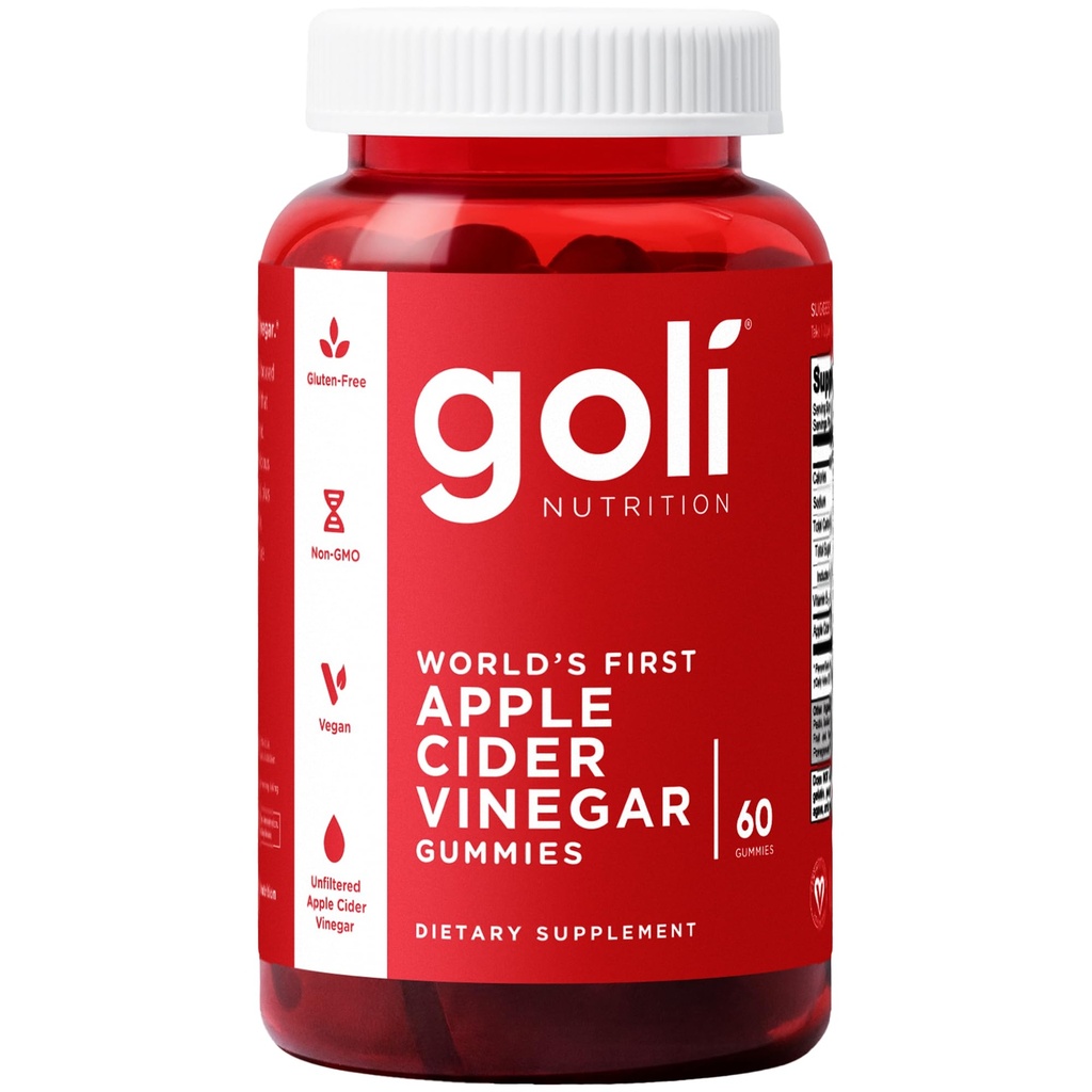 Goli Apple Cider Vinegar Gummy Vitamins - 60 greve - Vitamin B12, Gelatin-Free, Gluten-Free, Vegan & Non-GMO