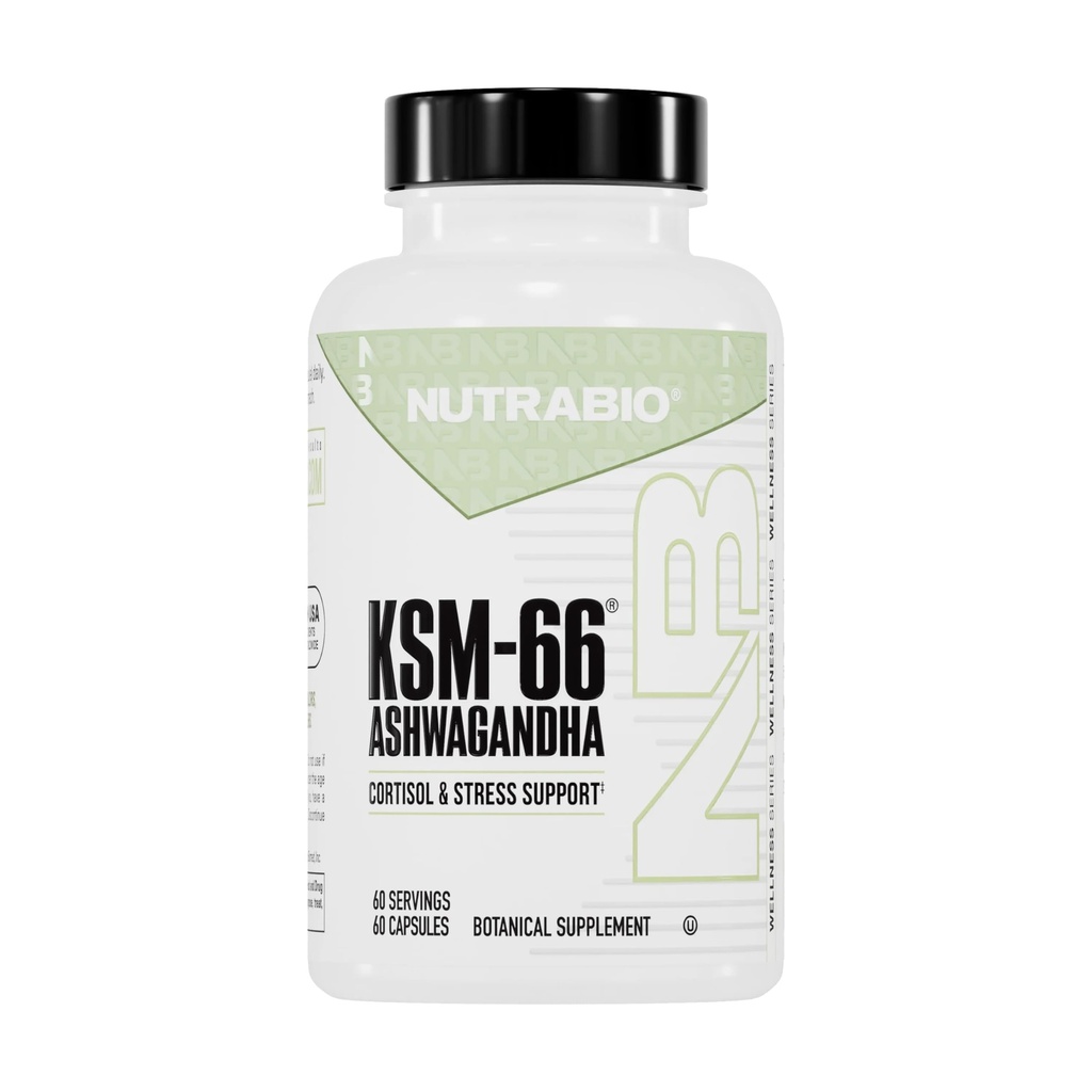 NutraBio Ashwagandha KSM-66 | Ashwagandha Herbal Supplement för stress, humör och prestanda | 600 MG av kliniskt studerade KSM66 60 kapslar