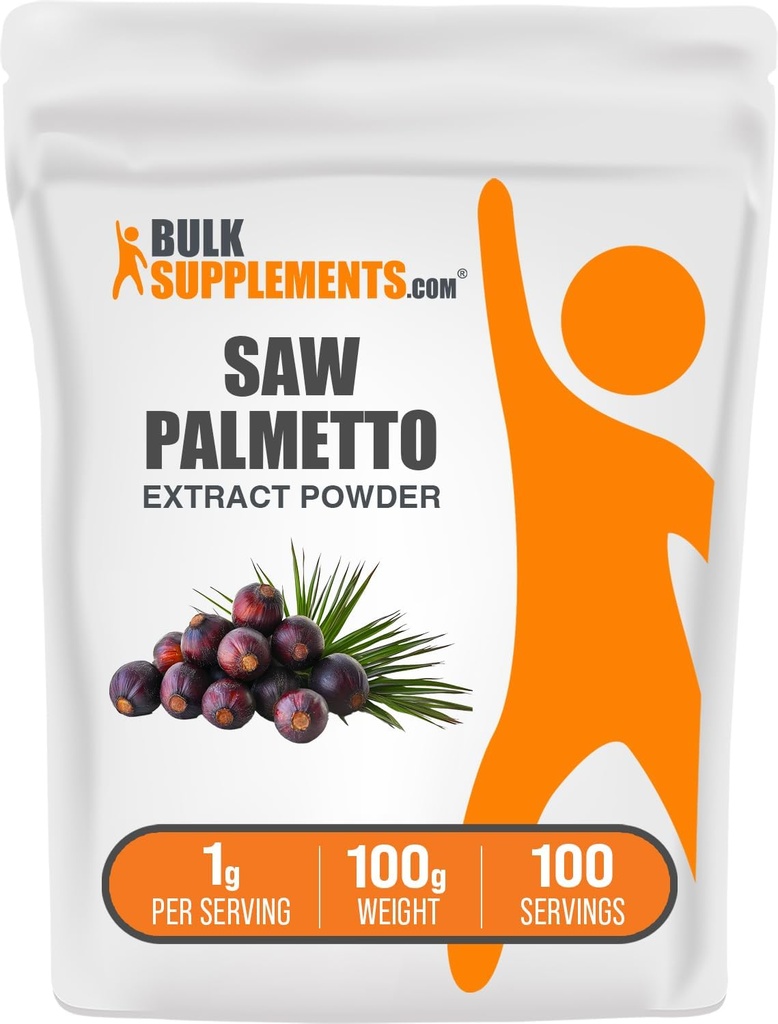 BulkSupplements.com Saw Palmetto Extract Powder - Serenoa Repens, Saw Palmetto Supplement, Herbal Supplement - Vegan & Gluten Free, 1g per Servering, 100g (3,5 oz) (Pack av 1)
