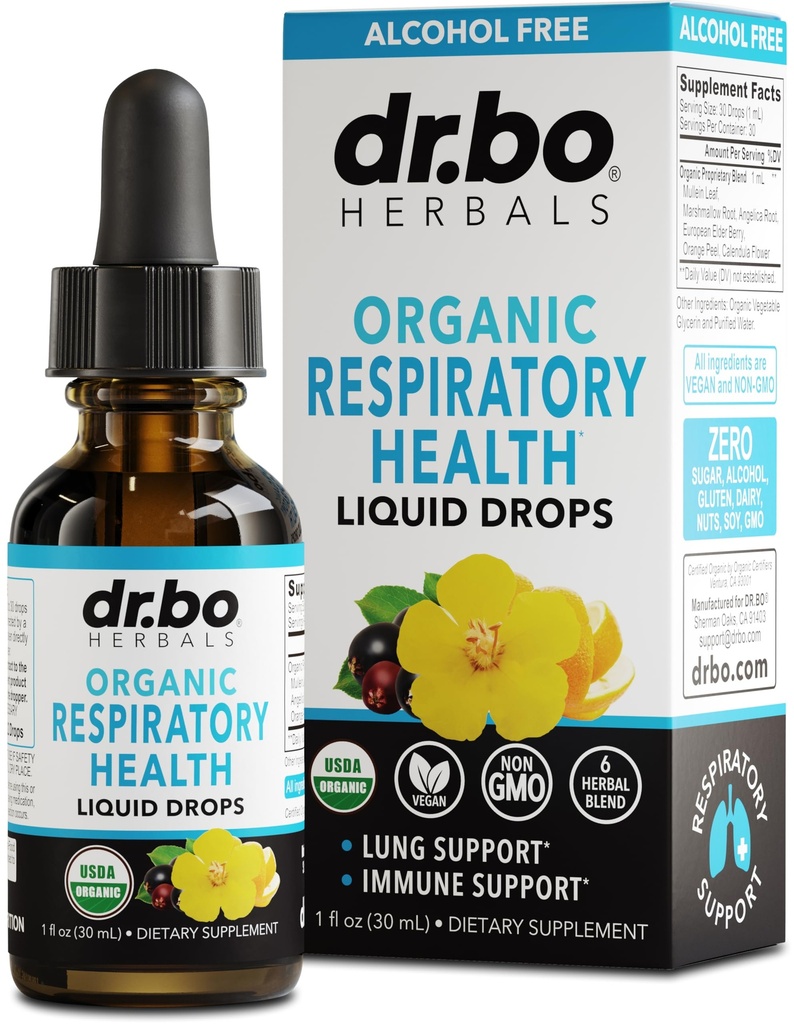 Lung Detox Respiratory Health Drops - Organic Respiratory Supplements Herbal Lung Cleanse, Mullein Drops för Lungs Bronchial Support, Mucus Clear med Mullein Leaf Extract, Elderberry Supplement 1 uns