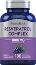 Piping Rock Resveratrol Complex 1800 mg | 180 kapslar | Grape Seed Extract | Non-GMO, Gluten Free Supplement