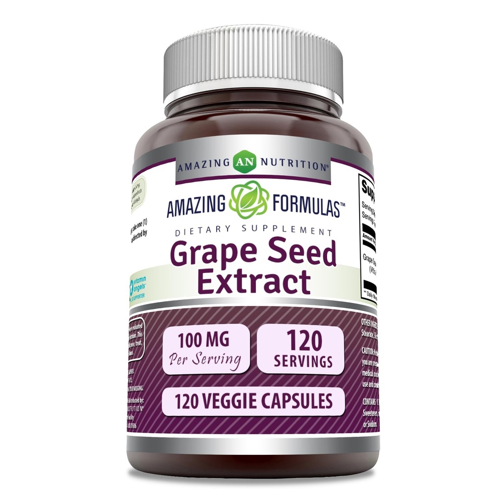 Fantastiska Formler Grapeseed Extract Supplement | 100 Mg Per Serving | 120 Veggie Capsules | Icke-GMO | Glutenfri | Tillverkad i USA