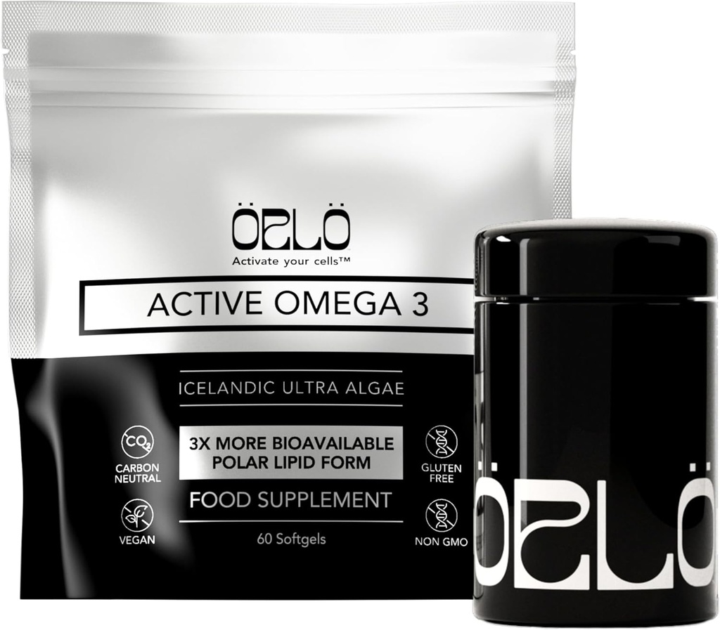 Orlo Omega 3 – Vegan Omega-3 Supplement (EPA & DHA) – Extra Strength Fish Oil & Krill Alternative från Algae Oil (60 Mini Burpless Softgels Kit)