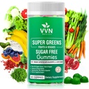 Sugar-Free Real Organic Fruits, Super Greens och Veggies Gummies Näringsrika och hälsosamma gröna, frukter och grönsaker för förbättrad immunitet, hudhälsa och energiboost|60 Vegan Gummies