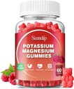 Kalium Magnesium Gummies Kalium Kosttillskott Hög Absorption Kaliumcitrat Magnesium Citrat, Stöd Leg Cramps Muskelavkoppling för Män och Kvinnor 60 Gummies, Raspberry