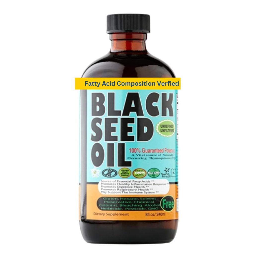 Black Seed Oil 8 Oz - Premium Nigella Sativa Cold-Pressed Turkish Black Cumin Oil - Hög styrka 3X Thymoquinone - Naturligt stöd - Super Food