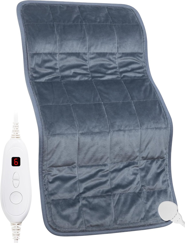 Weighted Heating Pad, 17''x 33" XXXL Extra-Large Electric Heat Pad for Back Pain Relief w/6 Heat Settings 2H Auto Shut-Off, w/4.9lbs BPA-Free Beads for Cramps Neck Shoulder Arms Legs Machine Washable