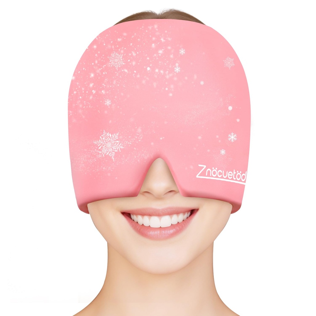 ZNÖCUETÖD Migraine Headache Relief Cap Hat Full Head Ice Pack Wrap Cooling Gel Ice Beanie Cold Cap Hot / Cold Compress Therapy för Sinus, Stress, spänning, huvudsmärtlindring, kvinnor