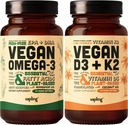 Vegan Omega 3 & Vegan Vitamin D3 + K2 Supplement Bundle - Plantbaserade DHA & EPA Fatty Acids, 4000 IE Vitamin D3 och 100mcg Vitamin K2 som Mk7