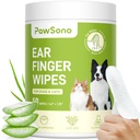 Ear Finger Wipes för hundar och katter, tjockare hund öra renare torkar, naturlig lindring Cat Ear renare hund, Pet Health Supplies för hund Small Animal Cat, Aloe Scent Deodorizing - 50 greve