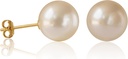 Handpicked Freshwater Pearl Stud Earrings 14K Gold Plated Sterling Silverrunda för kvinnor Hypoallergenic
