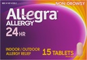 Allegra Adult 24HR Non-Drowsy Antihistamine, 15 tabletter, Fast-Acting Allergy Symptom Relief, 180 mg