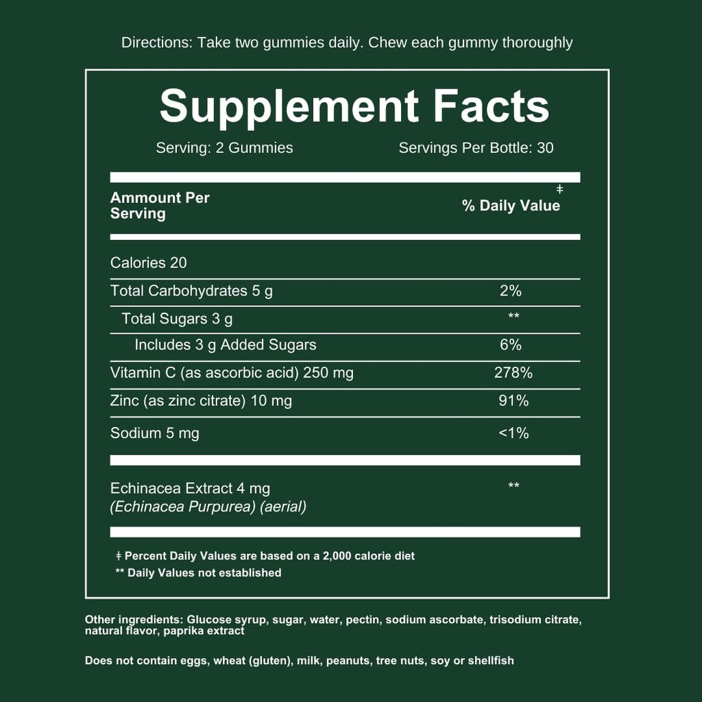 WEEM Immune Support Gummies - Vitamin C - Zink - Echinacea - Health System Support - Alternativ till piller, Glutenfri, naturligt tillskott för barn och vuxna - 3 Pack