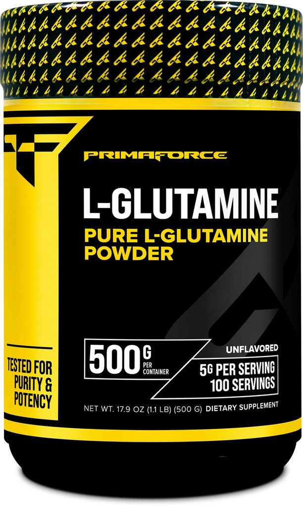 Primaforce L-Glutamine Powder 500 Grams (1.1 LBS) Unflavored - Pure L-Glutamine Powder, 5g per Serving, GMO-Free, Gluten-Free, 100 Servings