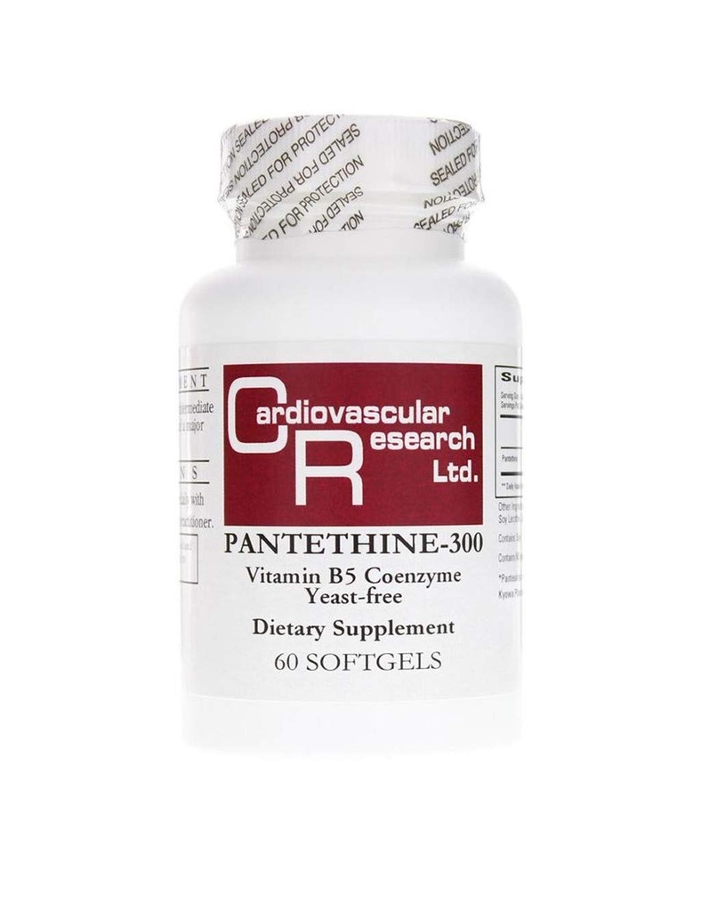 Kardiovaskulär forskning Pantethine-300 Vitamin B5, White, 60 Count