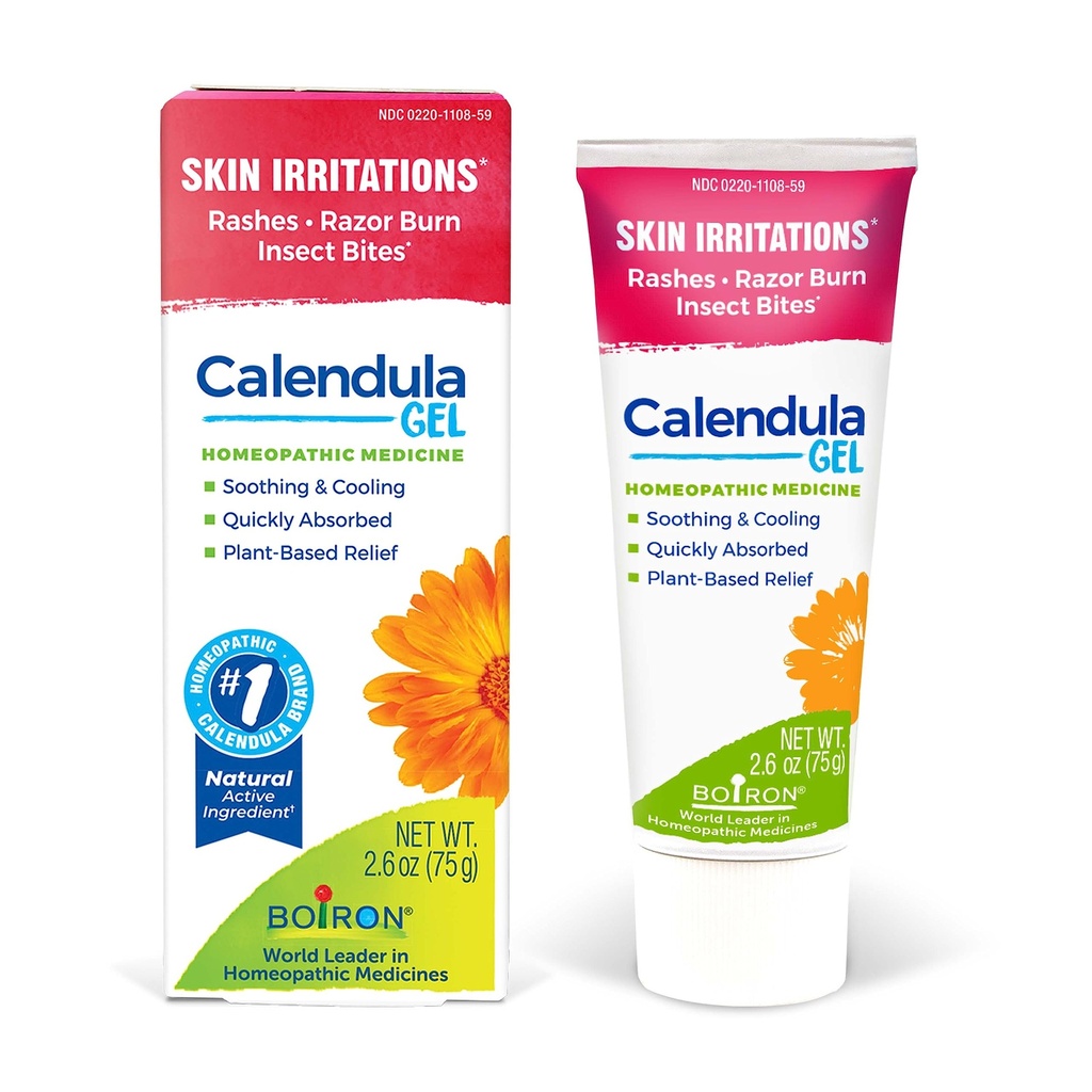 Boiron Calendula Gel Relief från Rashes, hudirritationer, Razor Burn eller Insect Bites - Icke-Greasy och Fragrance-Free - 2.6oz