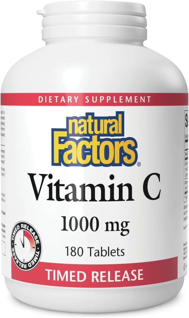Naturliga faktorer, vitamin C 1000 mg, Time Release Antioxidant Support för immun och benhälsa