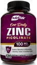 NutriFlair Zinc Picolinate 100mg, 120 kapslar - Vegan, icke-GMO, tillverkad i USA, Tredjeparts Lab Testad