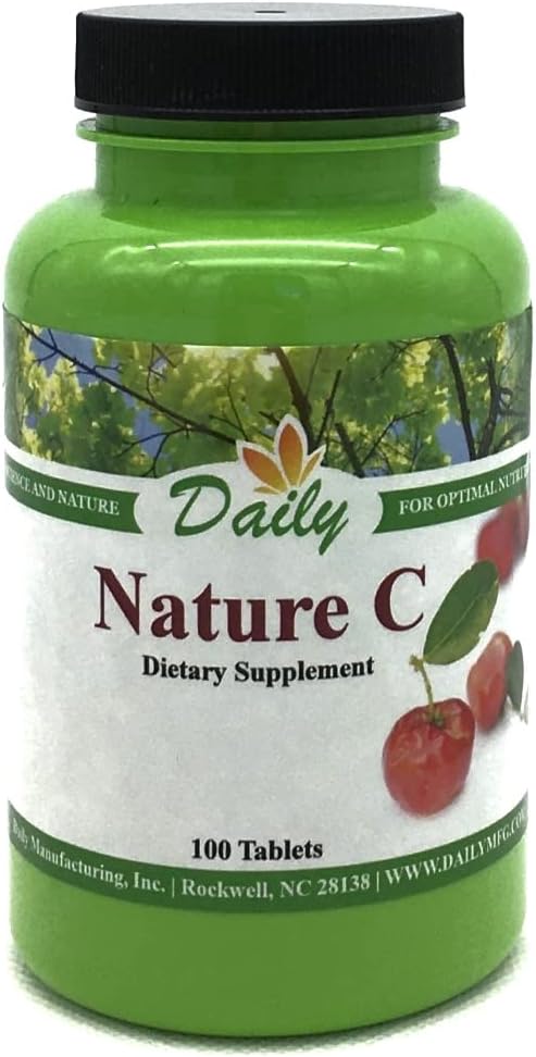 Daglig tillverkning Nature C (Vitamin C från Acerola Cherry) 100 tabletter per flaska