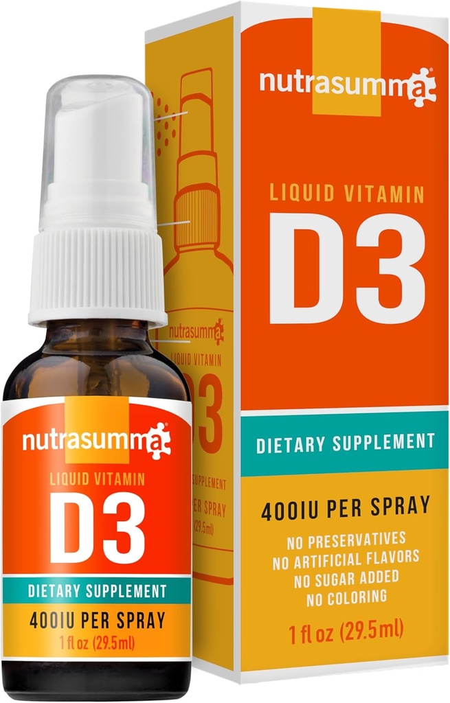 Nutrasumma Vitamin D3 1000 IE Spray -1oz- Naturligt Hög Absorption Rate stöder ben Boosts Immune System Vitamin Supplement