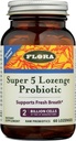 Flora - Super 5 Lozenge Probiotic, Raspberry smaksatt oralt probiotikum, bra för dålig andedräkt, fem stammar med 2 miljarder CFU, Regain och Retain Gut Health, RAW, 60 Lozenges