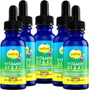 Flytande vitamin D3 K2 Drops 5000 IE - Vegan, No Taste, No Odor, Soy-Free, Gluten Free, Non-GMO, 1000 IE per Drop, Boosts Energy Levels & Immune System, stöder hjärthälsa (5 Pack)