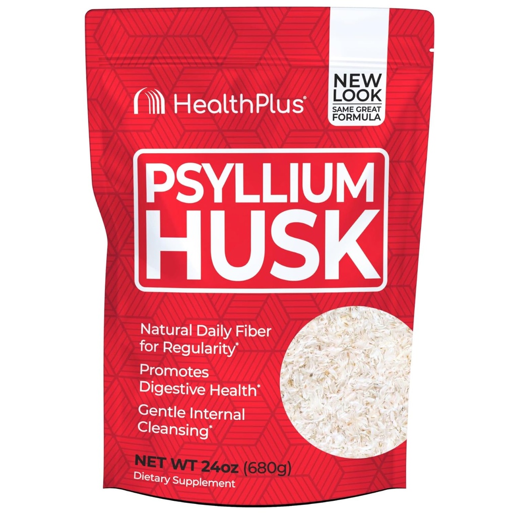 Health Plus, Psyllium Husk, 24 oz, 96 portioner - Natural Detox, Daily Dietary Fiber Supplement, förstoppningshjälp, Gentle Gut Cleanse, Keto Baking