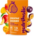 Kreatinmonohydrat Gummies för män och kvinnor - Lätt att gräva, Vegan, Glutenfri, Icke-GMO, 1,5 g Kreatin per Gummy - 45ct (45 greve, Mango Passionfrukt)