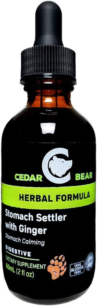 Cedar Bear Stomach Settler med Ginger ett flytande växtbaserade tillskott som hjälper till att lugna en mild upprörd mage 2 Fl Oz