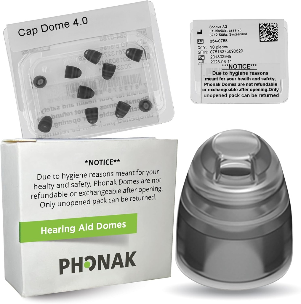 Phonak Cap 4.0 Dome XSmall (0.18 inches=4.5mm) -Genuine OEM Schweiz Byte av Sonova, Hörapparat Domes för mycket smal öra storlekar - 1 Pack / 10 Domes Total